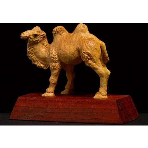 Camel Animal Sculpture Boxwood Feng Shui Creative Chinese Home Solid Wood Decorative Carving Crafts Business Decoration