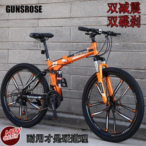 21/24/27/30-speed Off-road One-wheel Adult Folding Double Damping Double Disc Brake Soft Tail Mountain Bike