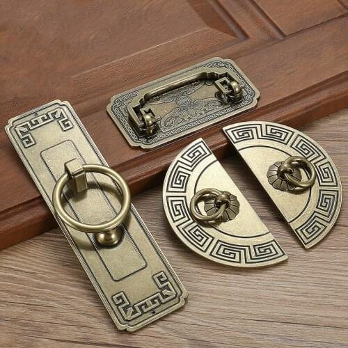 JD Vintage Antique Bronze Cabinet Handles Chinese Style Furniture Handle Drawer Knobs Wardrobe Door Pulls Furniture Hardware