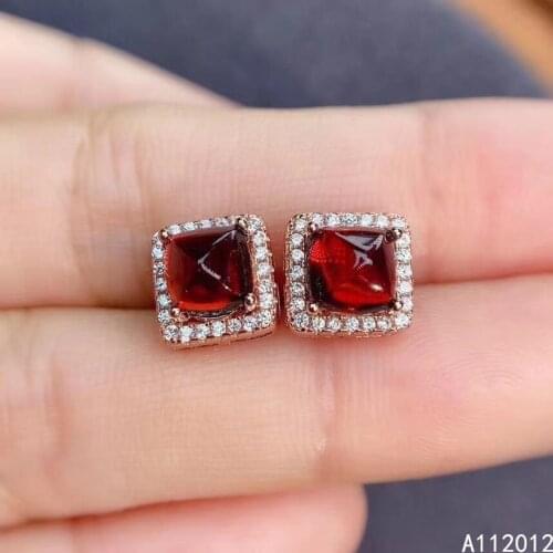 KJJEAXCMY fine jewelry 925 silver natural Garnet new girl fashion earrings hot selling ear stud support test Chinese style