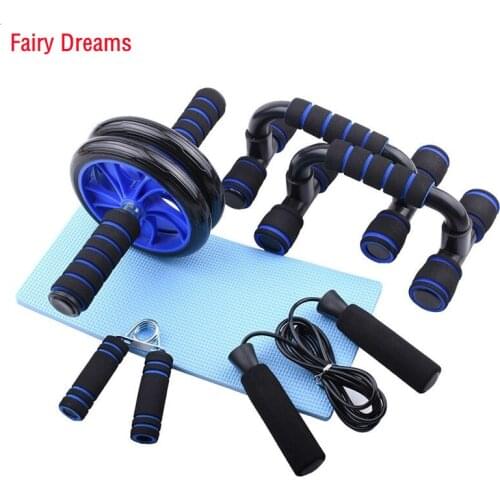 Abdominal Wheel Push-Up Bracket Skipping Rope 3-Piece Suit Combination Home Indoor Fitness Equipment