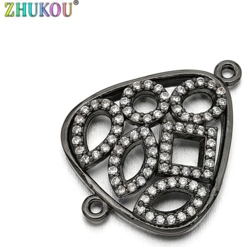 18*23mm Handmade Brass Cubic Zirconia Flower Connectors DIY Jewelry Findings, Mixed Color, Hole: 1mm, Model: VS264
