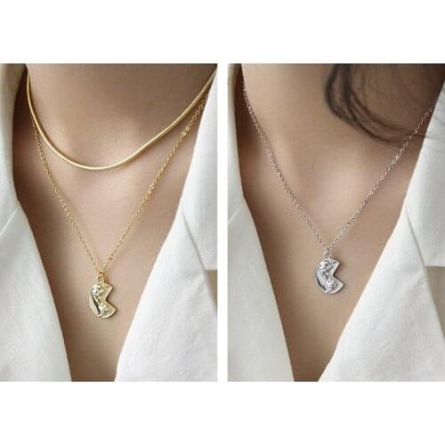 Moon Necklaces for Women 925 Sterling Silver Semicircle Pendants Necklace Wedding Engagement Birthday Fine Jewelry