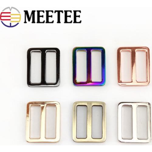 Meetee 10pc 19/25/32/38mm Bag Strap Webbing Adjust Buckles Metal Tri-Gilde Hook Clasp DIY Clothes Belt Ring Slider Accessories