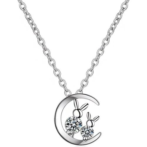 Cute Rabbit Tiny Zirconia Pendant Necklaces Fashion Gold Silver Color Chain Choker Necklace Party Jewelry Gifts for Women Girls