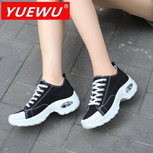 YUEWU Fashion Women’s Round Head Pure Colour Frenulum Casual Shoes Daily Increase Air Cushion Ladies Shoes