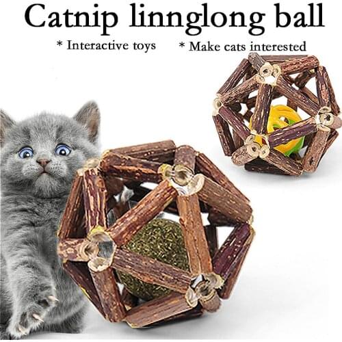 Catnip Ball Cat Toys Interactive Toy For Kitten Cleaning Cats Teeth Healthy Catnip Wooden Balls Pet Supplies Cat Accessories
