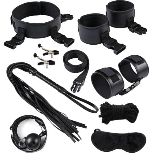 Adult Fun Sm Leather 8-piece Set of Alternative Toys Adult Toys Binding Bondage Alternative Sex Products