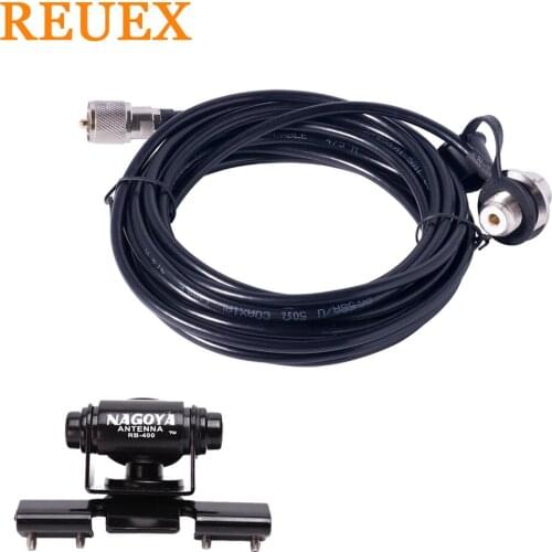 Nagoya Super Gainer Low Loss Coaxial Cable RC-ECH 5M/16FT RG-58 Coaxial Cable PL-259 To SO-239 RB-400 Clip Mount Bracket