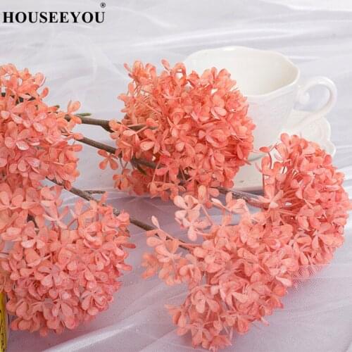 Cheap 3 heads 68cm artificial flower hydrangeas branch DIY party wedding stage background layout flower materials decor for home