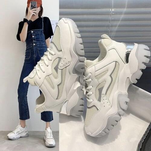 Spring and Autumn new platform running shoes net top breathable leisure sports shoes fashion daddy shoes girl X497