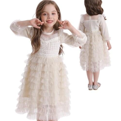 Autumn Winter Dress Baby Girl Evening Prom Layered Dress For Kid Girl Birthday Clothes Children Bridemaid Wear Girl Lace Dress