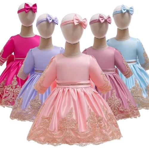 Girls retro dress elegant princess dress childrens clothing girl costume childrens wedding banquet dress 1-5 years baby