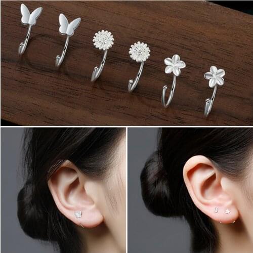 Simple Mini Earrings for Women Star Heart Flower Butterfly Tiny Earring for Female Sleep Free Pick Cute Jewelry Girls Gift M4