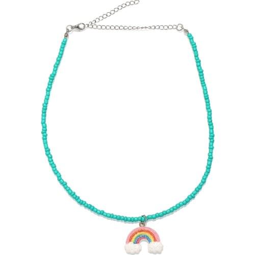 Boho Multicolor Glass Seed Beads Rainbow Pendant Choker Women 2021 New Fashion Summer Surfer Beach Jewelry Girl Gift