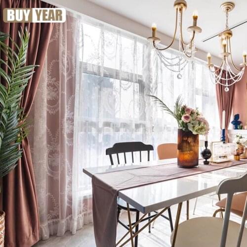 High-end Nordic Dirty Pink Velvet Curtains Blackout Curtains for Living Room Bedroom Velvet Solid Color Velvet Curtain Finished