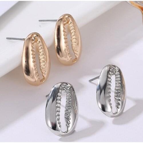 Ex1203 Europe Fashion Vintage simple personality alloy shell studs earrings 2021 trend Womens Jewelry Accessories