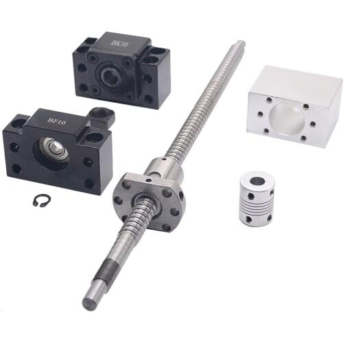 SFU1204 SET:SFU1204 Length 200 to 800 mm Rolled Ball Screw C7 with End Machined + Nut Housing + 1204 Ball Nut+BK/BF10 + Coupling