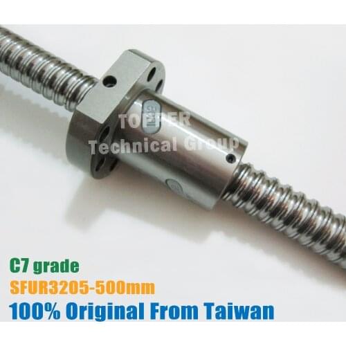 Taiwan TBI 3205 C7 500mm ball screw 5mm lead with SFU3205 ballnut of SFU set end machined for high precision CNC diy kit