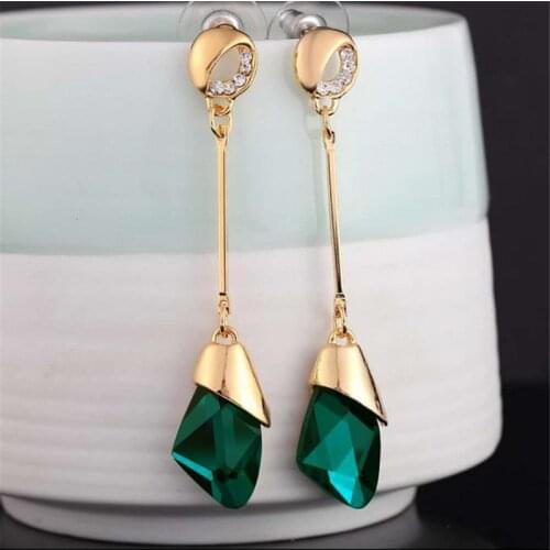 Temperament Long Earrings Geometric Crystal Earrings for Women Party Fashion Jewelry Gifts