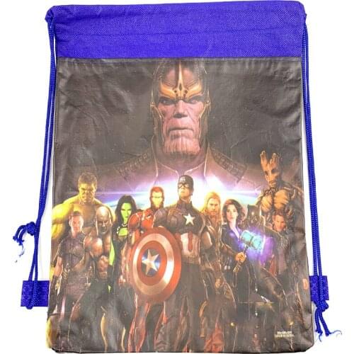 Baby Shower Decorations Drawstring Gifts Bags Birthday Party Kids Favors Mochila Non-woven Fabrics Super Hero Theme12pcs/lot