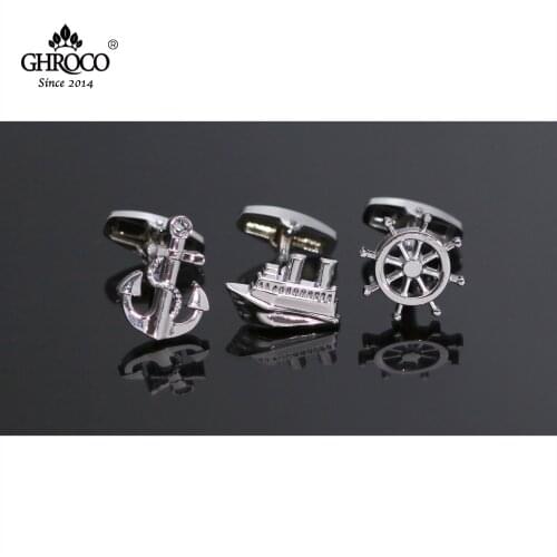 CHROCO High-Quality Exquisite Ship & Rudder & Anchor Shape Cufflink Fashion Luxury Gift for Business Men Groom and Wedding