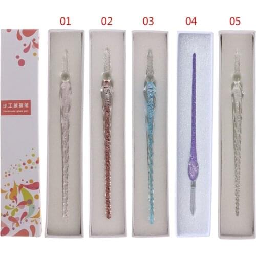 High quality Vintage Handmade Glass Dip Signature Ink Fountain Pen Writing Tool Offices School Stationery With Gift Box