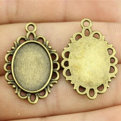 WYSIWYG 10pcs 13x18mm Oval Inner Size Simple Style Cabochon Base Setting Vintage Antique Bronze Color For Jewelry Making