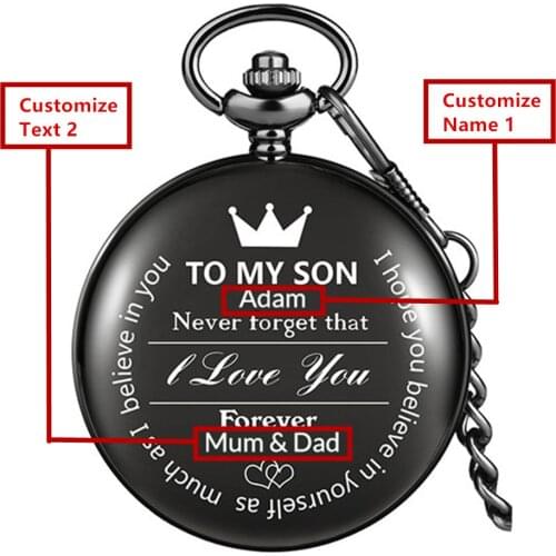 Personalized Engraved Name Antique Pocket Watches Family Gifts Pendant Pocket Clock Birthday/Graduation Collection Retro Watch