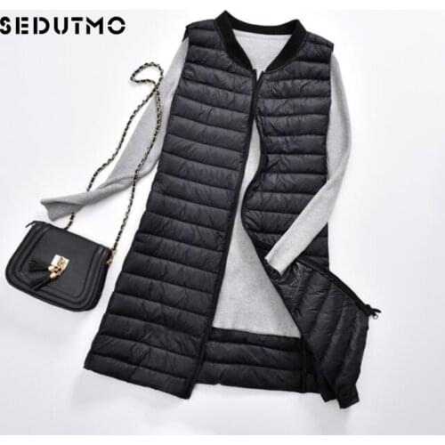 SEDUTMO Winter Plus Size 3XL Women Duck Down Vest Ultra Light Long Coat Autumn Waistcoat Casual White Slim Parkas ED506