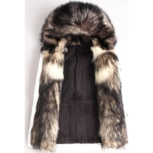 2020 Parka Real Fur Coat Men Winter Long Jacket Natural Wolf Fur Collar Rabbit Fur Liner Warm Parkas Hombre 4674 KJ3019