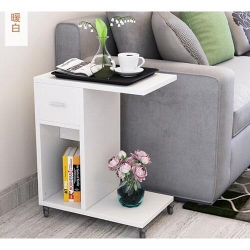 51*30*62CM Modern Bedside Table Mobile Sofa Side Table Living Room Storage Cabinet With Drawer & Wheels