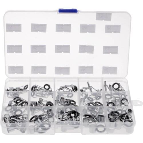 75pcs Telescopic Fishing Rod Guide Tip Repair Kit 4mm-8.5mm Rod Eye Rings Guides DIY Tackle