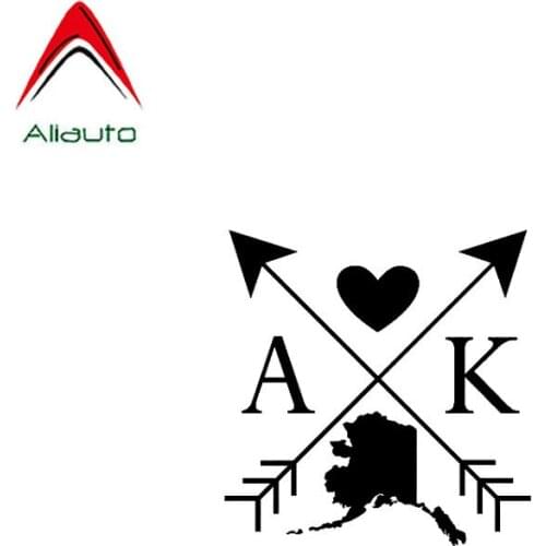 Aliauto Interesting Custom Car Sticker Alaska Love Cross Arrow Vinyl Waterproof Sunscreen Anti-UV Decal Black/Silver,12cm*12cm