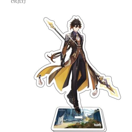 Anime Genshin Impact Keychain Diluc Venti Klee Keqing Qiqi Figure Acrylic Stand Model Plate Desk Decoration Decor Cosplay Props