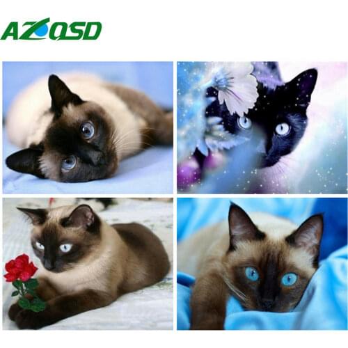 AZQSD Diamond Painting Cat Animal 5d Diy Diamond Embroidery Animal Gift Home Decor Picture Of Rhinestones Cross Stitch Kits