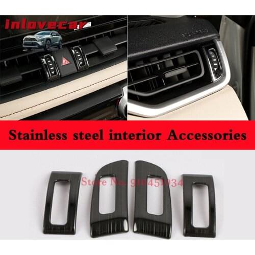 For Toyota RAV4 RAV 4 2019 2020 Front Panel AC Air Condition Outlet Vent Cover Trim Interior Accessories Stainless Steel 4pcs