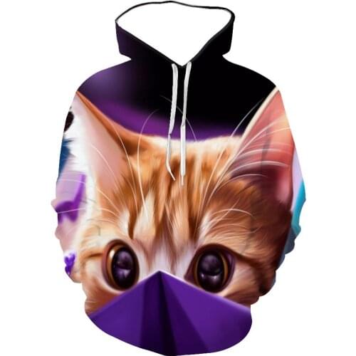 2021 New Men And Women 3d Various Pet Cat Pattern Hoodie Round Tie Cap Long Sleeve Autumn And Winter Sportswear