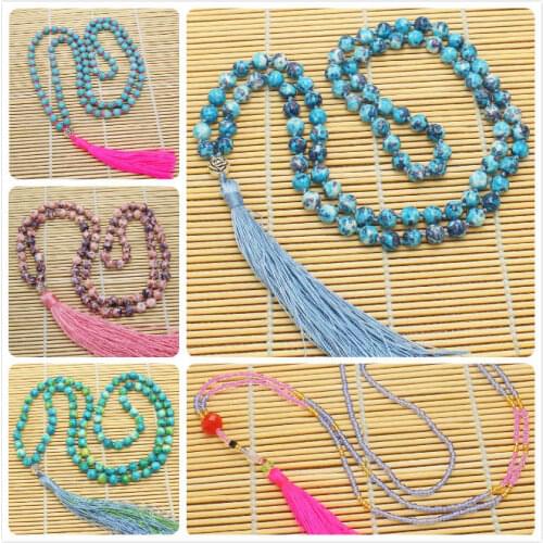 New Arrive Round Stone With Tassel Long Necklace ,Bohemia Necklace for Women Jewelry