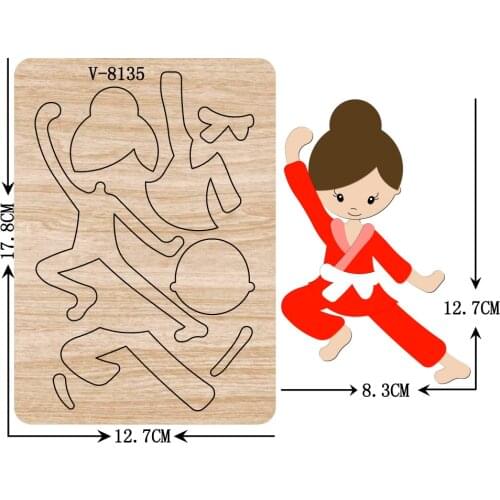 New Taekwondo, girl wooden dies cutting dies for scrapbooking Multiple sizes V-8135