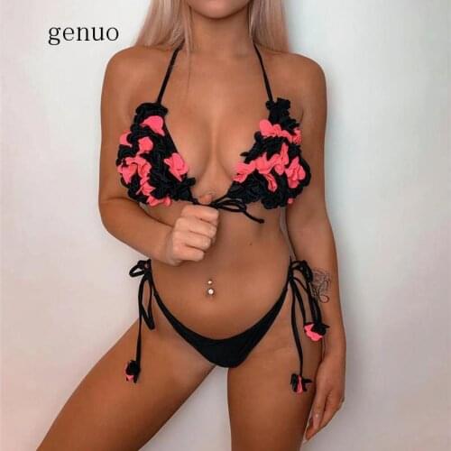 New Sexy Flowers Bikini Swimwear Women Swimsuit Push Up Bikini Set Brazilian Bathing Suits Summer Beach Wear Swimming Suit