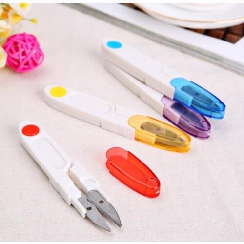 500pcs Cutter Scissor Cross-stitch Sewing Mini Tool Embroidery Home Tailor Thread Household Scissors Transparent Cover SN814