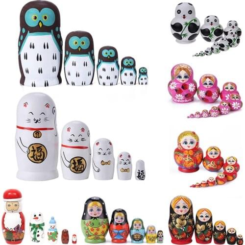 1 set Russian Nesting Dolls Wooden Matryoshka Color Painted Handicraft Baby Toys for Kids Children Brithday Present Home Decor