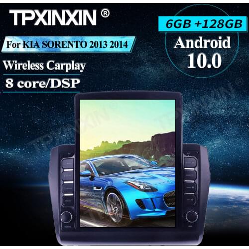 Tesla style For KIA SORENTO 2013 2014 6+128G Android 10.0 DSP IPS Car Multimedia Player Head Unit Audio Radio Car GPS Navigtion