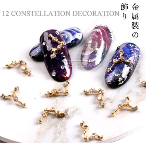 TSZS 10pcs/lot Special Design 12 Constellation Shape Nail Art Decoration DIY Alloy Rhinestone Jewelry Metal Accessories