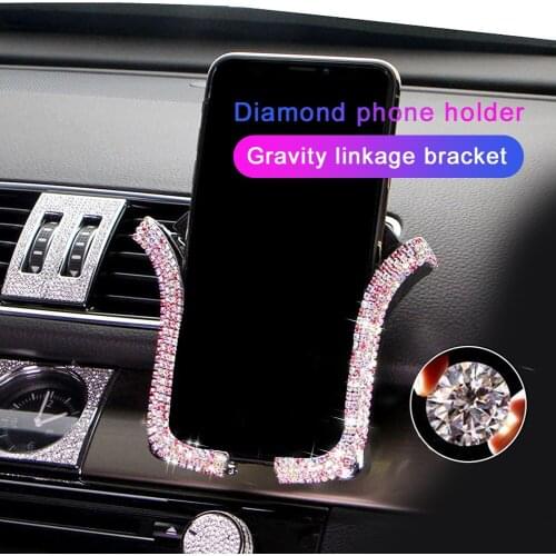 Universal Car Phone Holder Air Vent Mount Clip Cell Crystal Rhinestone Phone Holder