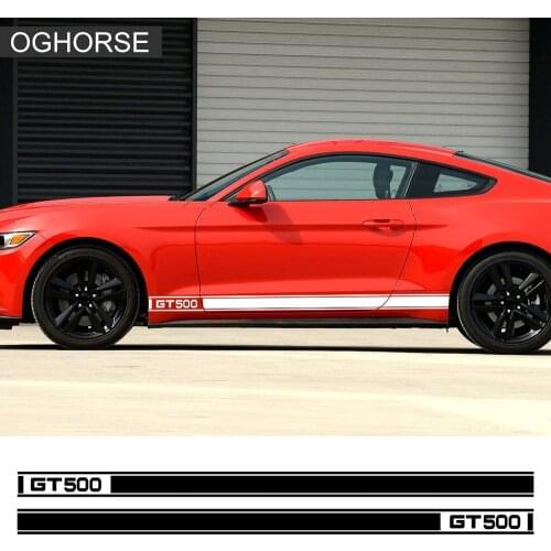 Rally Racing Stripes Vinyl Decal Graphic Body Door Side Skirt Stickers for Ford Mustang GT 500 2015-2017 Accessories
