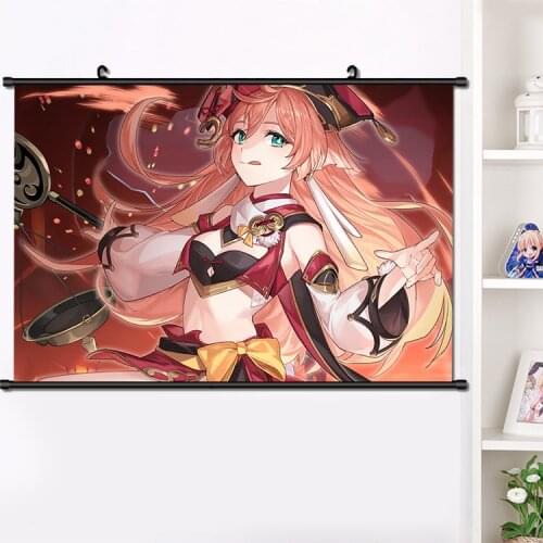 Japanese Anime Game Genshin Impact Yanfei Wall Scroll Poster Manga Wall Hanging Poster Home Decoration Art 40*60cm