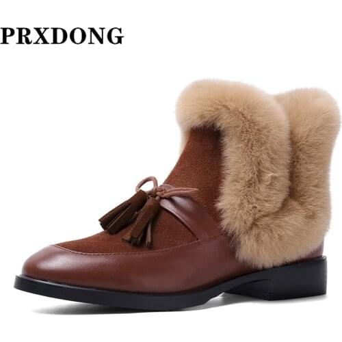 New Arrival Women Ankle Boots fashion Genuine Leather Real Fur Autumn Winter Warm Snow Boots Retro Black Brown Short Boots 34-40