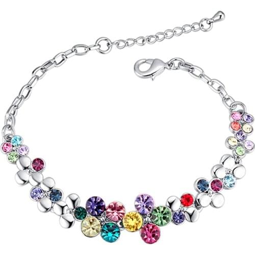 Summer Style Romantic Flower Design Crystals from Austria Bracelet Femme Women Wedding Bracelets Pulseras Fine Jewelry